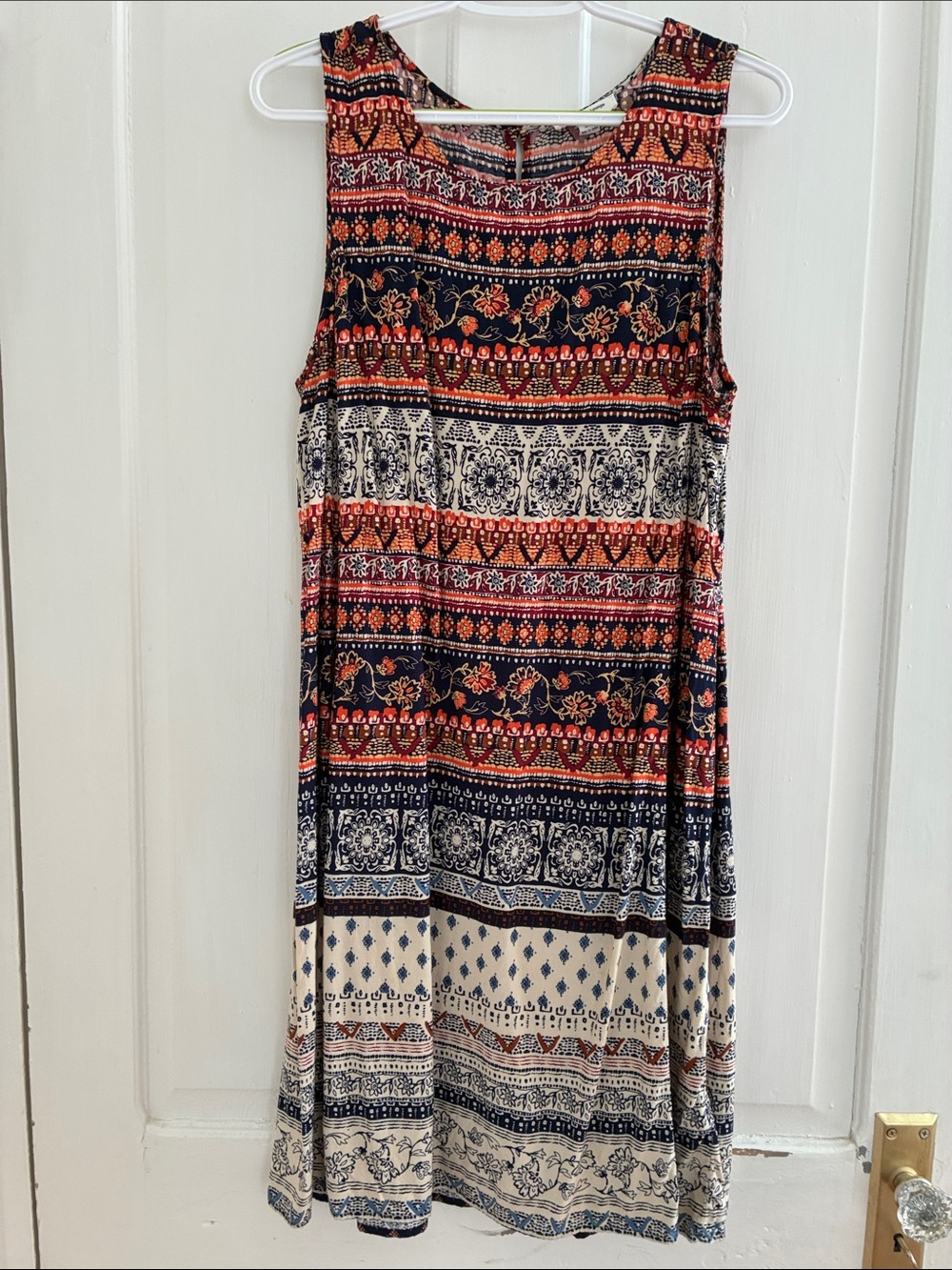 beachlunchlounge Sleeveless Midi Dress in Navy, Red & Cream